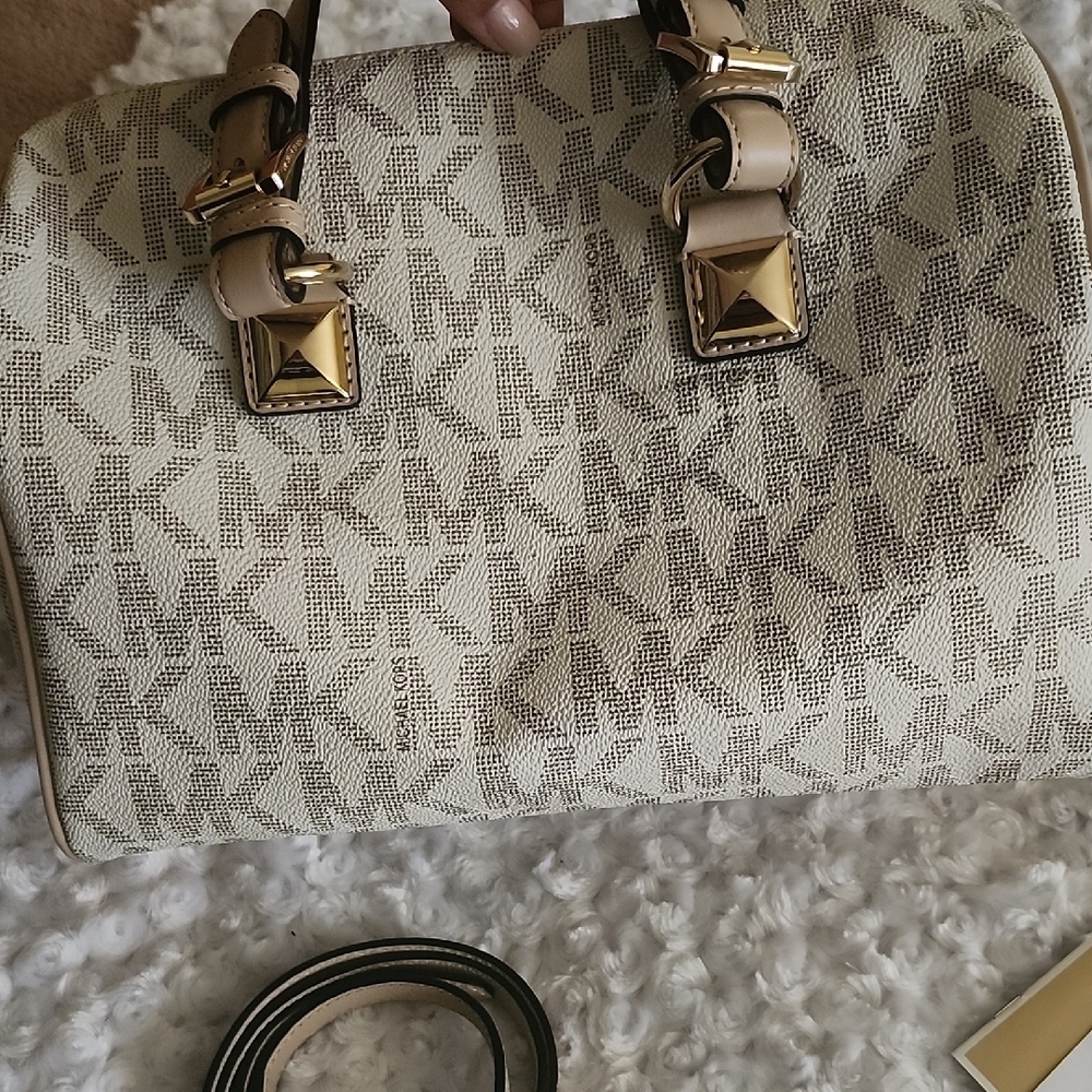 Michael Kors Beige and Brown Satchel - Picture 7 of 12